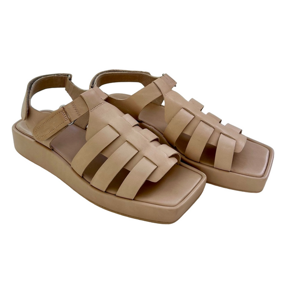 JEFFREY CAMPBELL Women’s Sandals Beige Size 9.5 Leather Poisson Fisherman EUC - Picture 1 of 15